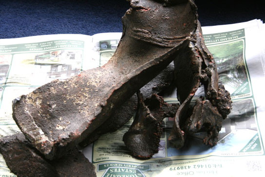 The lead sheets stacked up as they were buried and found